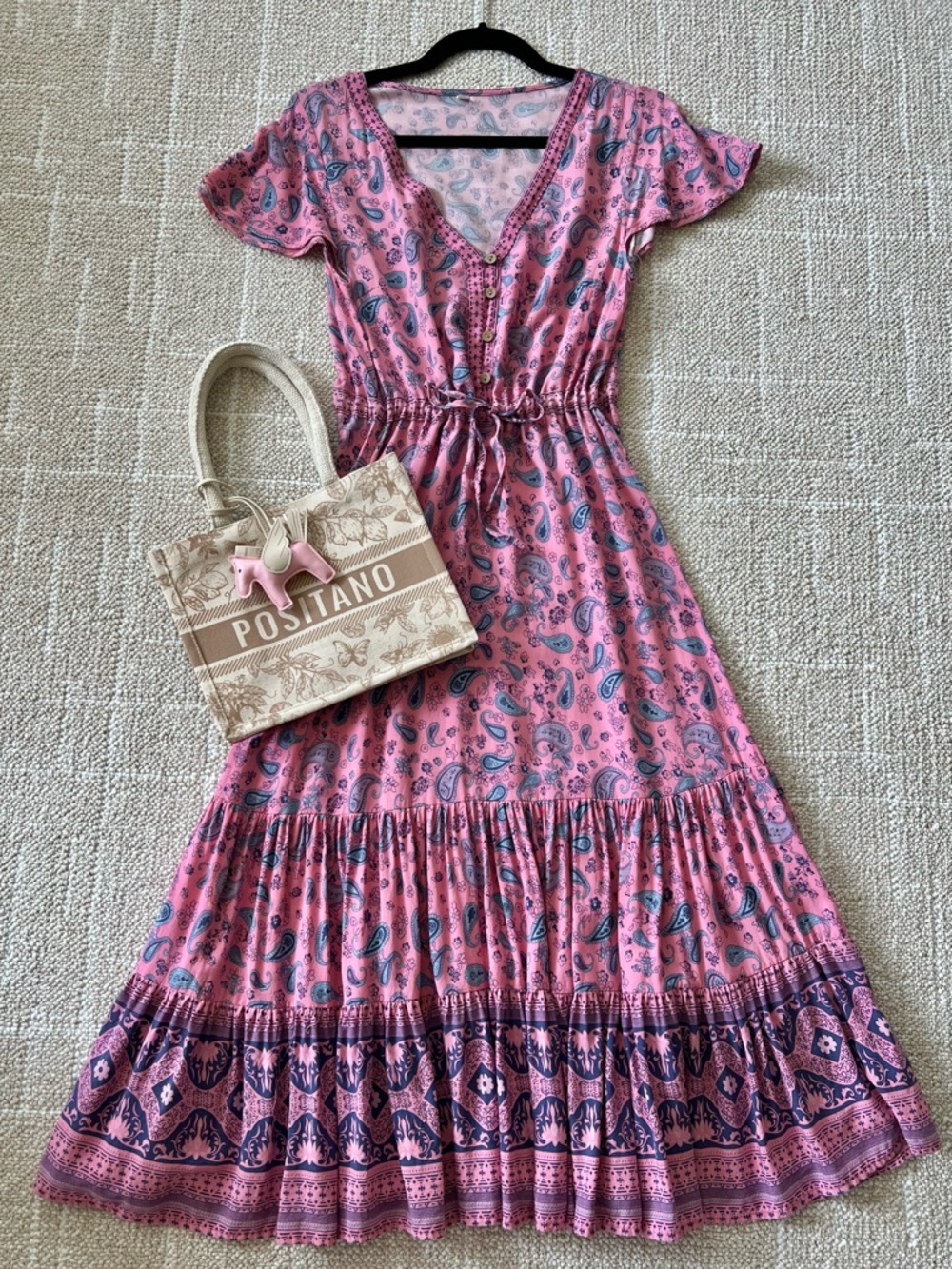 2 Dresses for $22! Pink Paisley Tiered Maxi Dress Size M